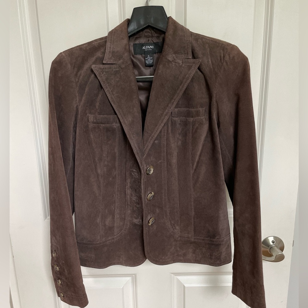 Alfani Petite Brown Leather Size 6 Jacket